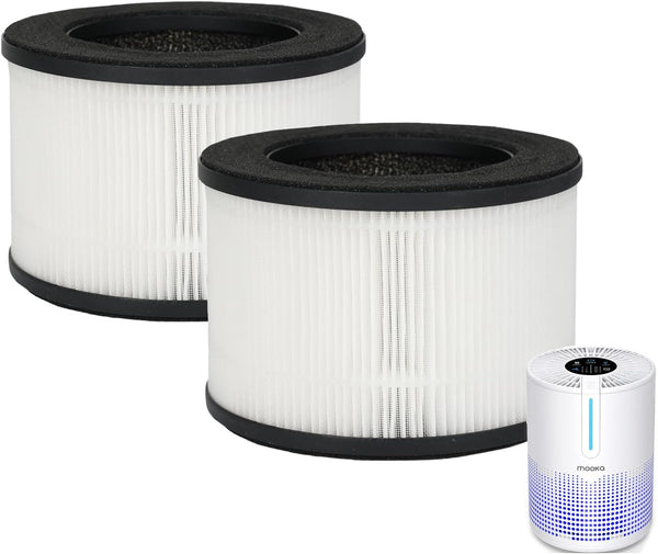 MOOKA True H13 HEPA Air Filters Replacement for M01 Air Purifier, 2 Packs for Dust, Smoke, Odor Removal
