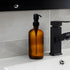 1pcs 16 Oz Countertop Diahom Soap Dispenser Amber Glass Hand Dish Soap Dispensers Stainless Steel Pump for Kitchen Sink