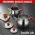 Set Set, 1.05 1.9 Hakan Teapot with Self Strainer Double Lids, Stainless Steel Midi Double Bondy Tea Pot Turkish