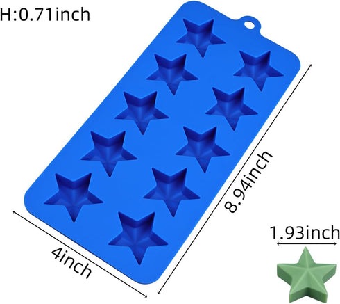 Star Chocolate Molds 3pcs Silicone Star Candy Molds for Baking Ice Cube Resin Soap Jelly(Star Size 1.93in)