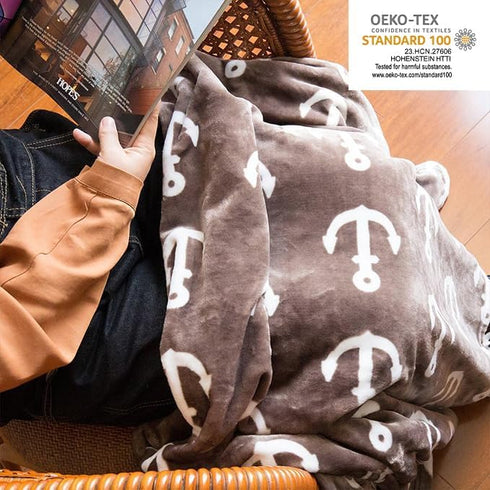 JML Throw Blanket for Couch, Super Soft Lightweight Microfiber Fuzzy Flannel, Shawls for Adults or Pets, Brown Anchor