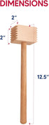 HIC Kitchen Wooden Meat Tenderizer Mallet, Double Sided, 12.5-Inches, FSC-Certified Beechwood