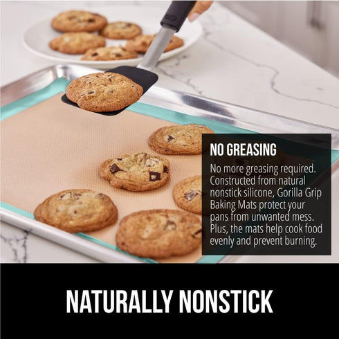 Gorilla Grip Reusable Silicone Baking Mat - 2 Pack BPA-Free Nonstick Liner for Oven Cookie Sheets