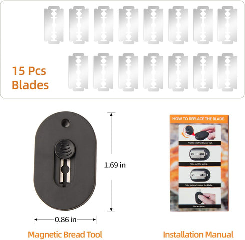 Magnetic Bread Lam Dough Scoring Tool with 15 Razor Blades, Professional Slashing Tool for Sourdough Baking