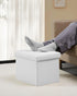 17x13x13in,White Bsketa Folding Storage Ottoman, Foot Stool with Thicker Foam Padded Seat Small Leather Storage Ottoman