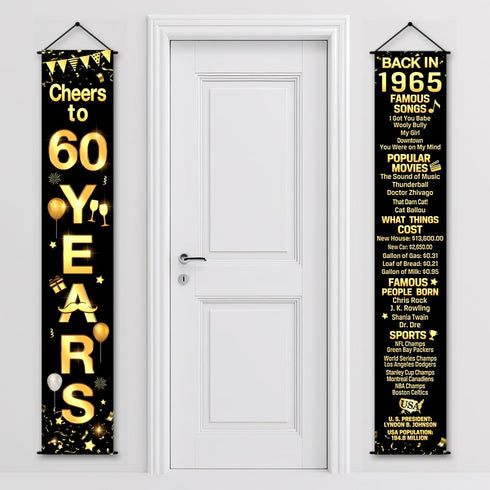 60th Birthday Party Anniversary Decorations, Cheers to 60 Years Banner and Welcome Porch Sign
