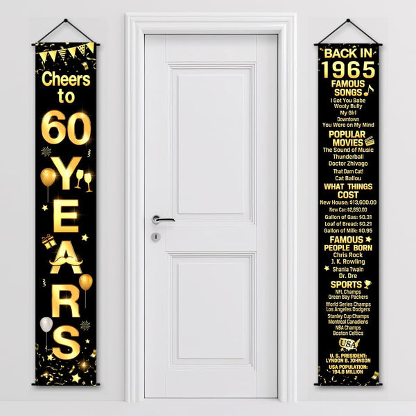 60th Birthday Party Anniversary Decorations, Cheers to 60 Years Banner and Welcome Porch Sign