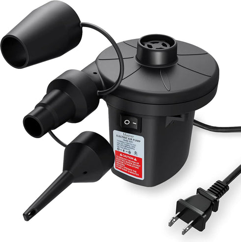 Quick-Fill Electric Air Pump with 3 Nozzles, AC 110V-120V Portable Inflator Deflator