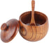 Hapivida Wooden Salt Box Spice Jar, Salt Cellar with Lid and Spoon, Seasoning Container Holder for Kitchen Serving