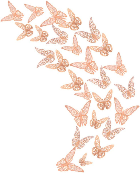FOMTOR 72 pcs Gold Butterfly Wall Decor, 3D Paper Butterflies for Cake Decorating and Wedding Party Decorations