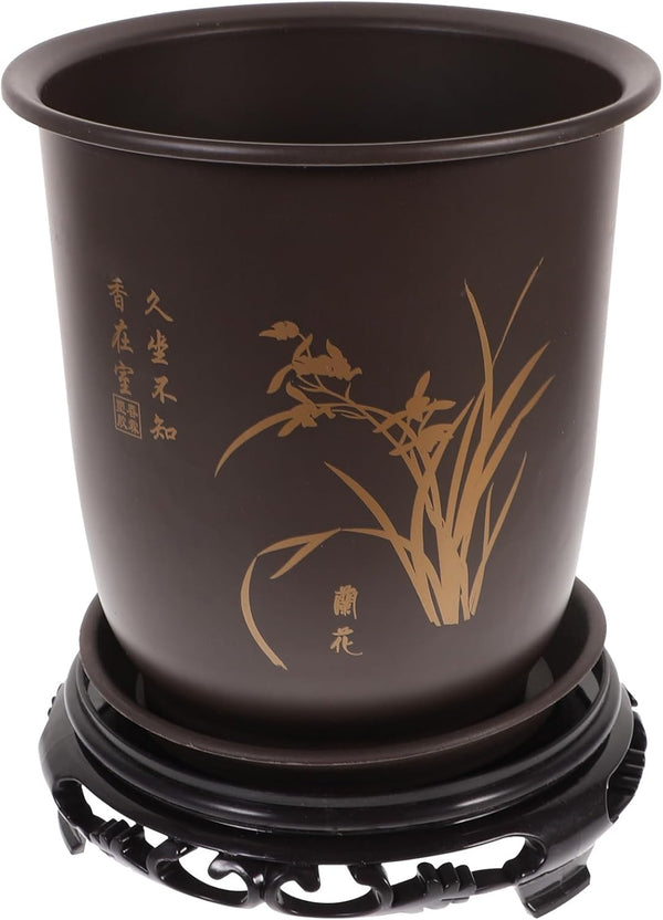 GANAZONO Plastic Vintage Chinese Style Planter Flowerpot with Display Stand Succulent Pots