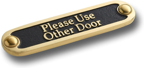 Please Use Other Door Brass Sign, Traditional Style Handmade Wall Plaque by The Metal Foundry UK