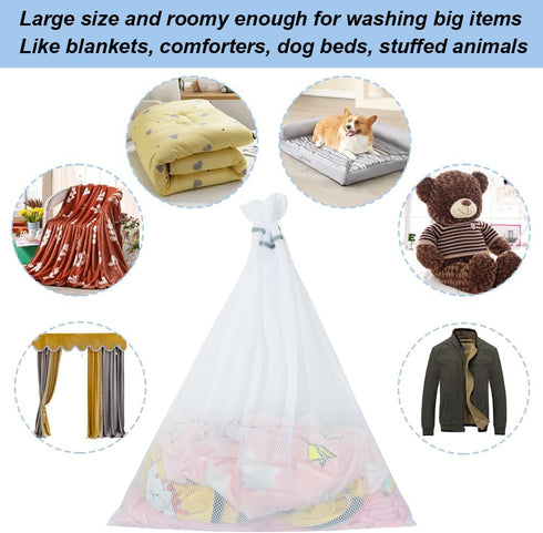 Vivifying 2 Pack Extra Large Mesh Laundry Bags with Zipper for Washing Machine, Coats, Stuffed Toys, Blanket, Delicates