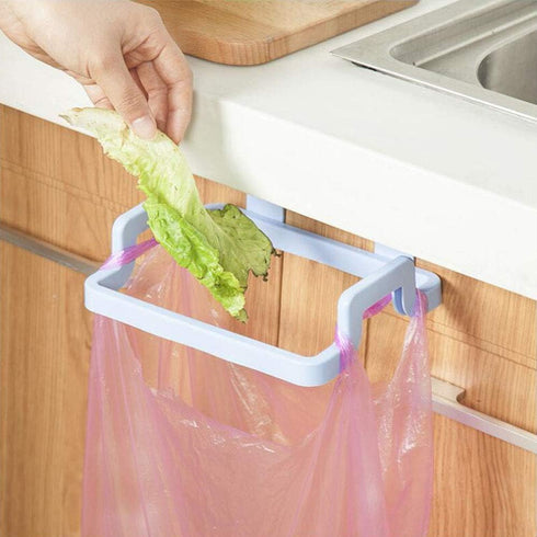 Pack 1) Kitchen Trash Bag Holder Towel Rack Garbage Bag Hanger Hanging Trash Garbage Hook(Blue