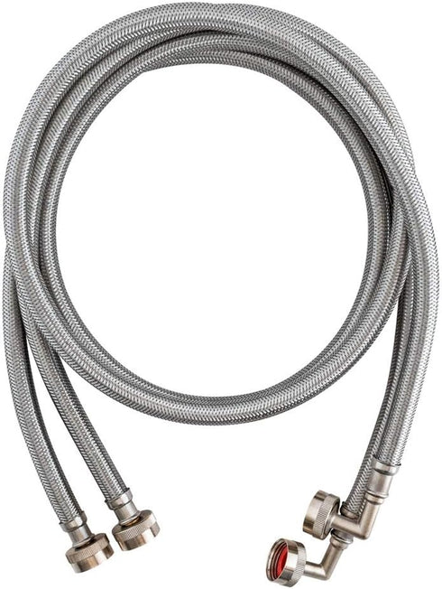 Eastman Washing Machine Connector, Pack of 2, 3/4 Inch FHT Connection, 5 Foot Braided Stainless Steel Hoses