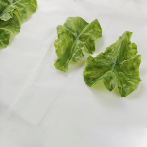 DinQ 10 Pieces Fake Lettuce Leaves Artificial Green Vegetables Plastic Realistic Salad for Holiday Home Kitchen Cabinet