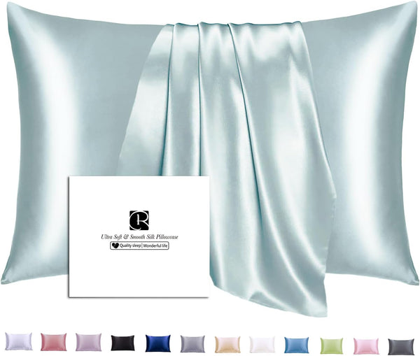 Ravmix 21momme Mulberry Silk Pillow Cases with Zipper, Soft Cool Pillow Cover for Beauty Sleep, 1PC(Queen 20"x30", Aqua