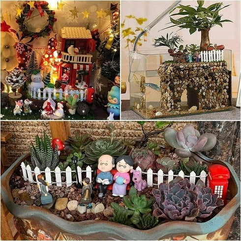 White Miniature Garden Fence Wooden Picket Fence Border Bonsai Fairy Garden Decoration Ornament Decorative Fences by Tangseajiao
