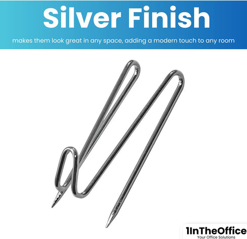1InTheOffice Panel Wall Wire Hooks, Silver Wall Hooks for Fabric Panel Cubicle, 50 Pack