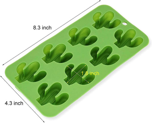 Fewo 8-Cavity Cactus Ice Cube Tray - Cacti Silicone Mold for Chocolate, Candy, Baking, Set of 2