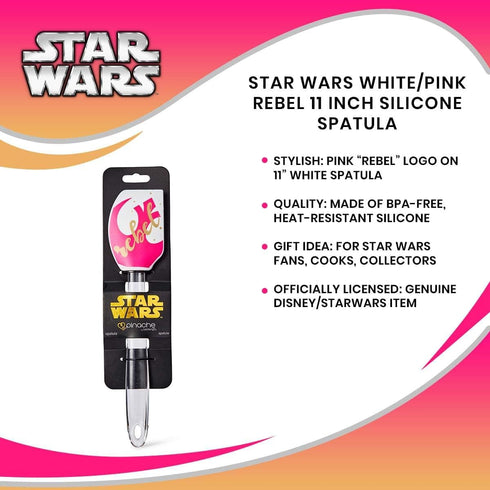 Star Wars 11-Inch Silicone Spatula - Cute Home Kitchen Baking Utensil - White & Pink Rebel Design