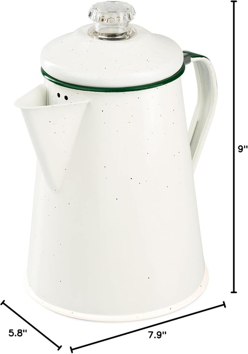 Backpacking GSI Outdoors Percolator Coffee Pot | Enamelware Campfire Coffee Boiler Kettle for Outdoor Camping Cookware