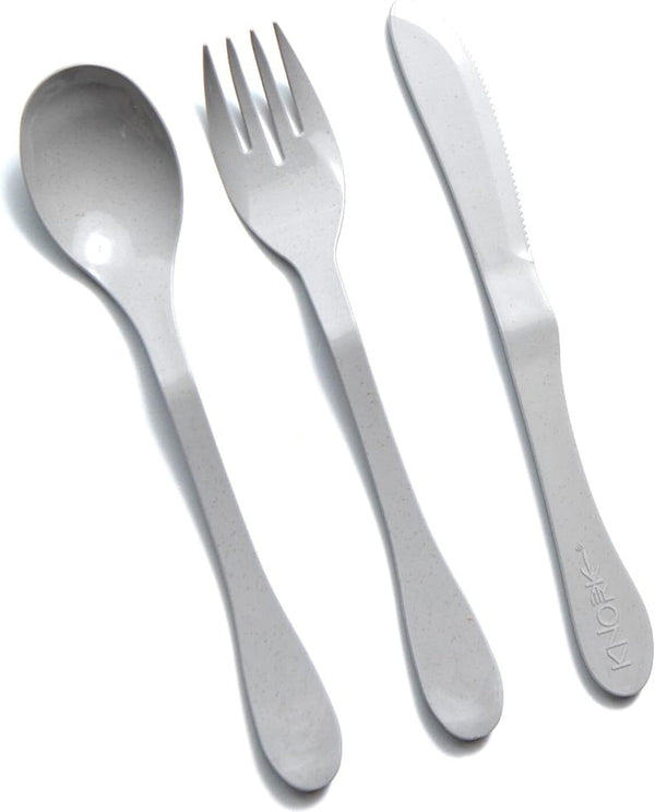 KNORK Eco 24 Piece Plant Based Cutlery, Bamboo Reusable Flatware Set, Fork, Knife, Spoon in Gray