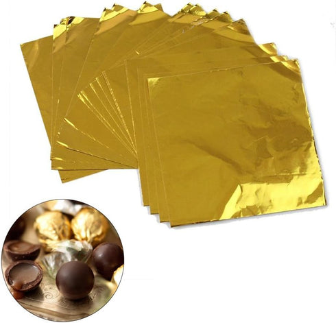 Wowagoga Foil Candy Wrappers - 6x6 Inches Gold Aluminum Foils Paper for Homemade Candies Gifts Decoration, Pack of 200