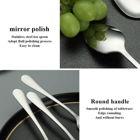 Dinner Spoons 12 Pieces, Stainless Steel 7.28inch Spoons, Easy to Clean, Dishwasher Safe