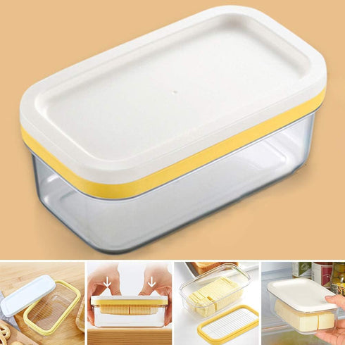 Bibabala Butter Dish with Lid Rectangle Butter Keeper with Cutter Slicer for Easy Cutting and Storage, Butter Box