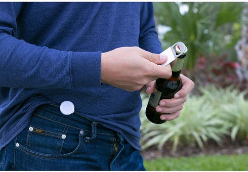Retractable Flat Beer Bottle Opener with Belt Clip for Bartenders, Waiters, Multi Colors 6-Pack