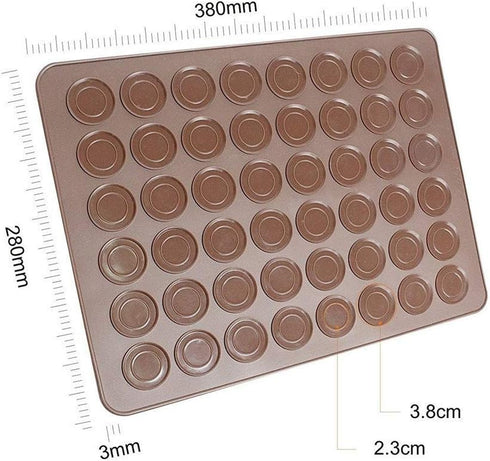 48 Hole Macarons Silicone Mat Baking Mold - Silicone Macaron Kit, Pastry Baking Mat and Decorating Piping Pot with 4pcs