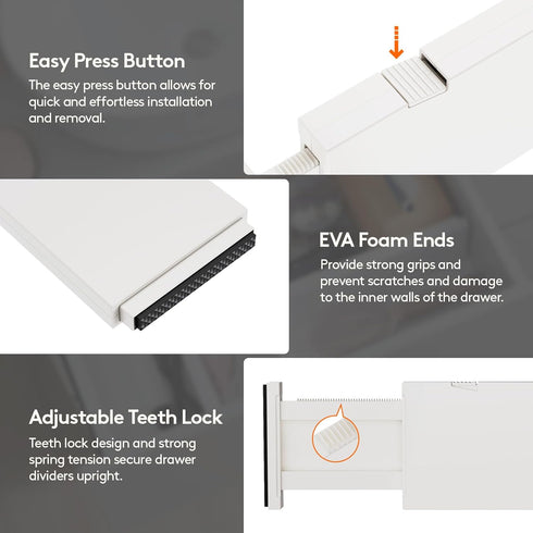 Lifewit 5 Pack Drawer Dividers, 4" High, Adjustable Dresser Organizers for Clothes, Beige