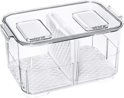 SANNO Vegetable Fruit Storage Containers - Refrigerator Storage Containers with Lids and Vents for Fresh Produce