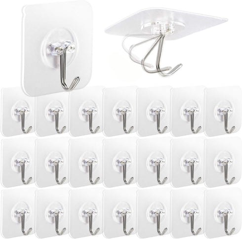 AROIC 58 Packs Adhesive Hooks for Hanging - Heavy Duty Self Adhesive Wall Hooks 20 lbs (Max)