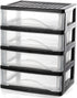BYCY 4-Drawer Clear Stacking Desktop Organizer for Office Supplies, Stackable Plastic Storage Bins for Small Business &