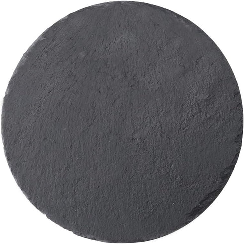 Round Slate Cheese Board - Black Platter Tray Cutting Board, 8 x 8 Inches