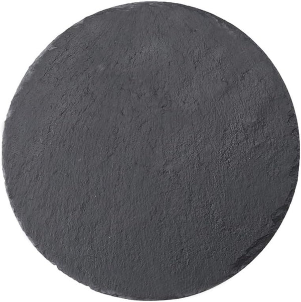 Round Slate Cheese Board - Black Platter Tray Cutting Board, 8 x 8 Inches