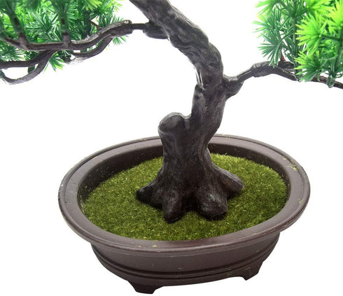 KOET Artificial Bonsai Pine Tree, 11 Inch Faux Potted Plant for Desk Display, Japanese Cedar Bonsai Plant for Home,