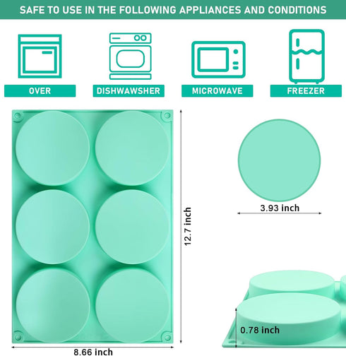 4Inch Round Silicone Mold for Baking, 3Pcs Large Silicone Muffin Top Pan Non-Stick, 6-Cavity Baking Mold for Breakfast Sandwiches Hamburger Egg Whoopie Pie by Zorazio