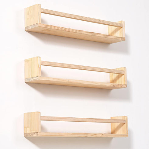 24 Inch Set 3 AZSKY Nursery Book Shelves Rustic Natural Wood Floating Shelves,Wall Book Shelves for Farmhouse,Bathroom