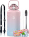 Half Gallon Stainless Steel Water Bottle, Insulated with AutoLock Spout, 64 oz Leakproof (Pink-Blue Gradient)