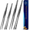 JETKONG 4 Pcs Professional Stainless Steel Kitchen Tweezers Set, Black Food Tweezer Tongs for Cooking and BBQ