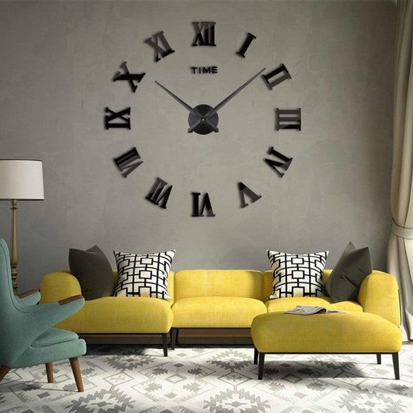 Timelike 3D DIY Wall Clock, 1M Modern Frameless Large 3D DIY Wall Clock Kit Decoration for Home Living Room Bedroom