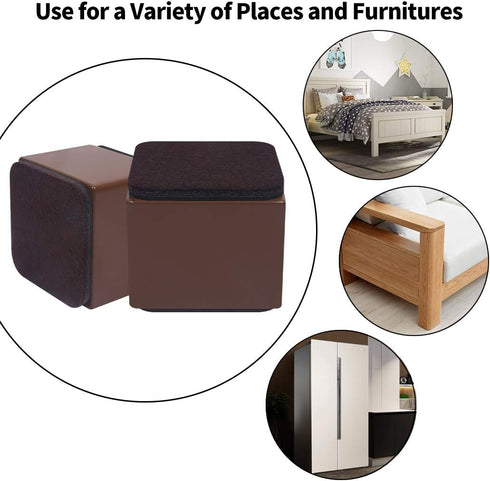 Ezprotekt 2 Inch Bed and Furniture Risers - Heavy Square Risers for Chair, Sofa, Couch, Supports 20,000 lbs, Brown