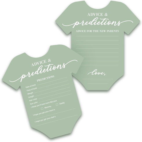 Baby Shower Advice & Prediction Cards - For 50 Guests - Green