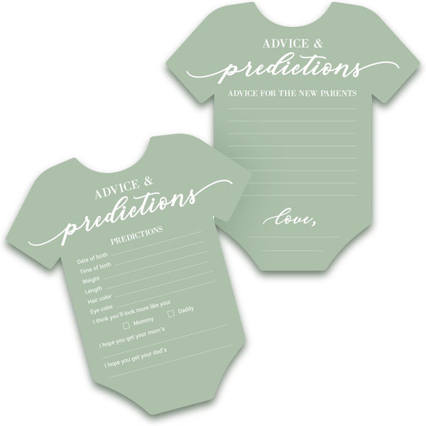Baby Shower Advice & Prediction Cards - For 50 Guests - Green