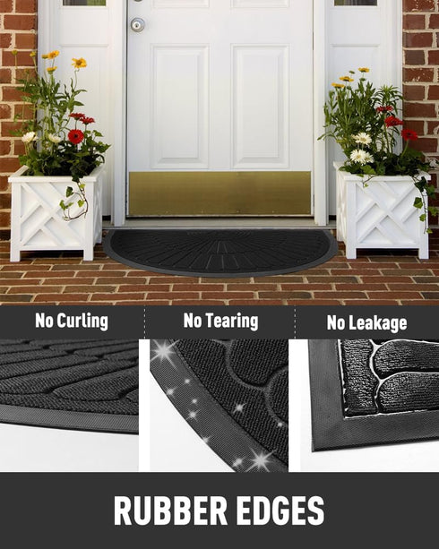 24x36 tchdio Door Mat Outdoor Indoor Entrance Doormat-Semicircular Durable Rubber Non Slip Front Door Mat for Outside