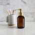 Rail19 Amber Glass Apothecary Foaming Soap Dispenser with Metal Pump, 8.5oz for Kitchen and Bathroom Countertop, Gold