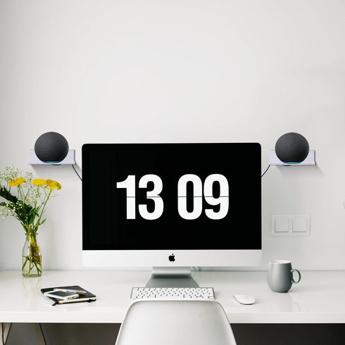 8 inch, 2 Pack Small Floating Shelves, Adhesive Bluetooth Speaker Shelf, Renter Friendly Floating Corner Shelves